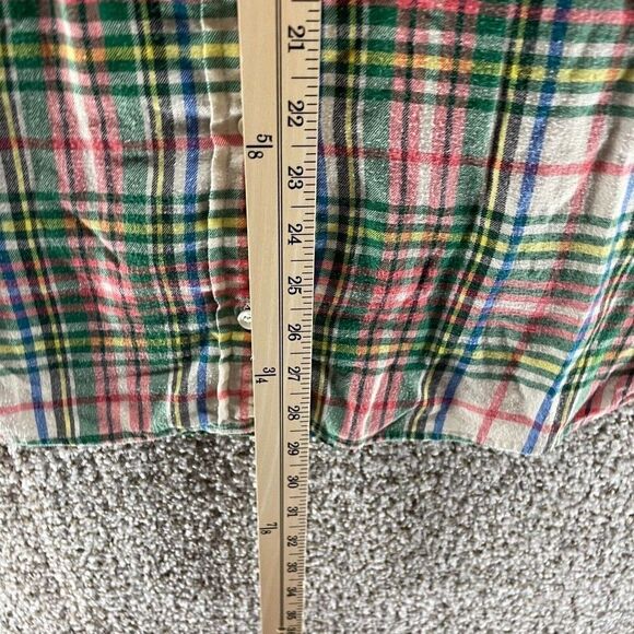 J Crew Shirt Womens 8 Red Green Plaid Button Up Flannel Always Cotton Preppy - Picture 8 of 11